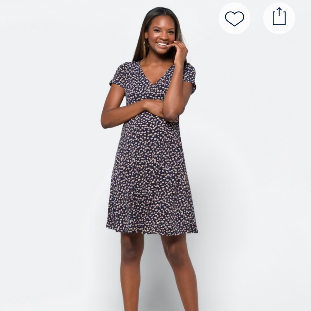 Kaileigh Maternity Blue and Yellow V-Neck Sundress